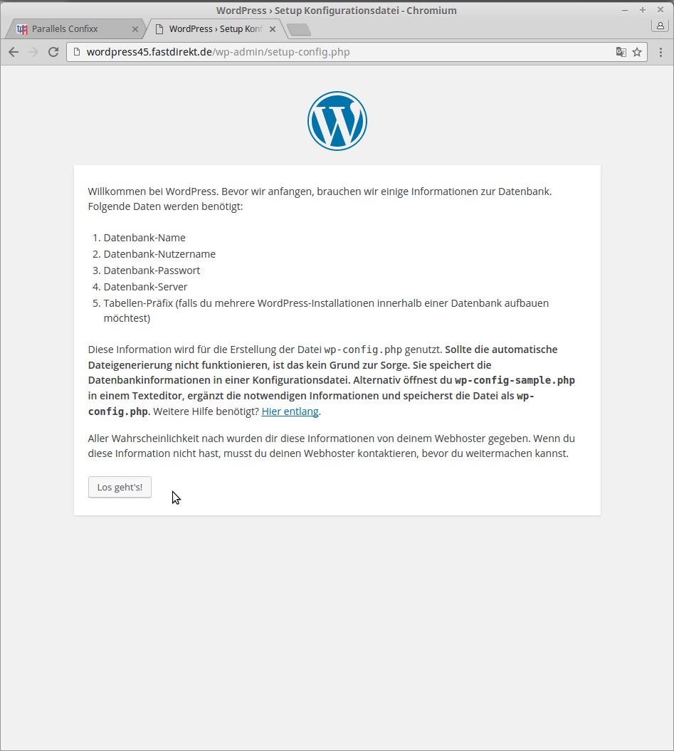 Installation Wordpress