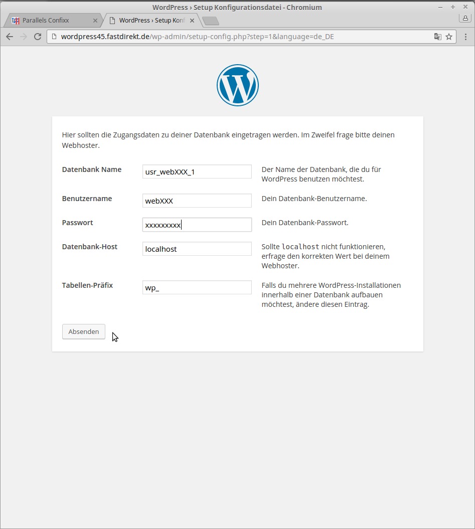 Wordpress Datenbankkonfiguration